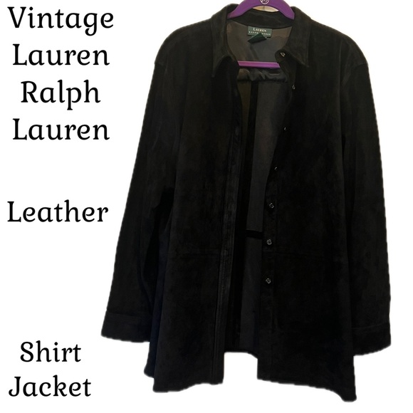 Ralph Lauren Jackets & Blazers - Vintage Ralph Lauren Black Leather Suede Jacket / Shirt 3X Plus Size Shacket